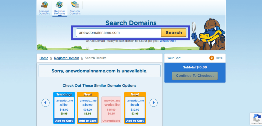 Check for domain availability in hostgator