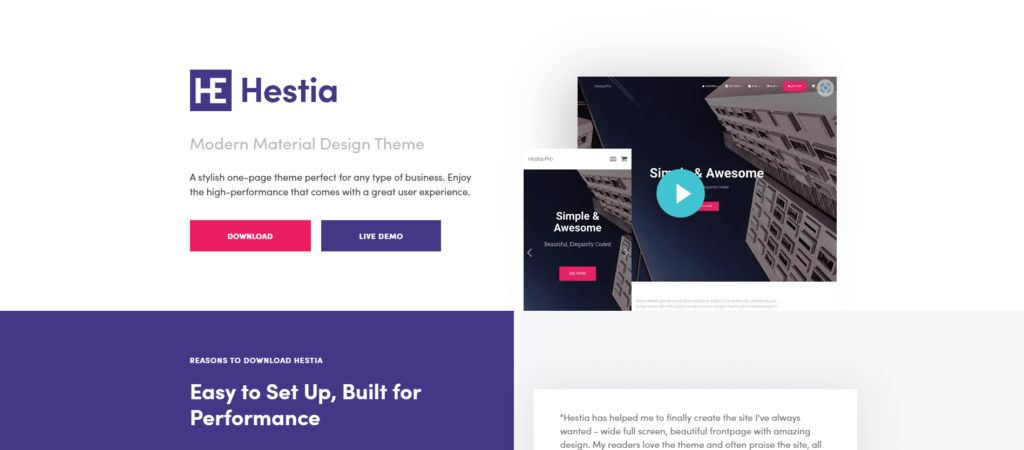 WordPress Themes For Blogs - Hestia Free wordpress theme