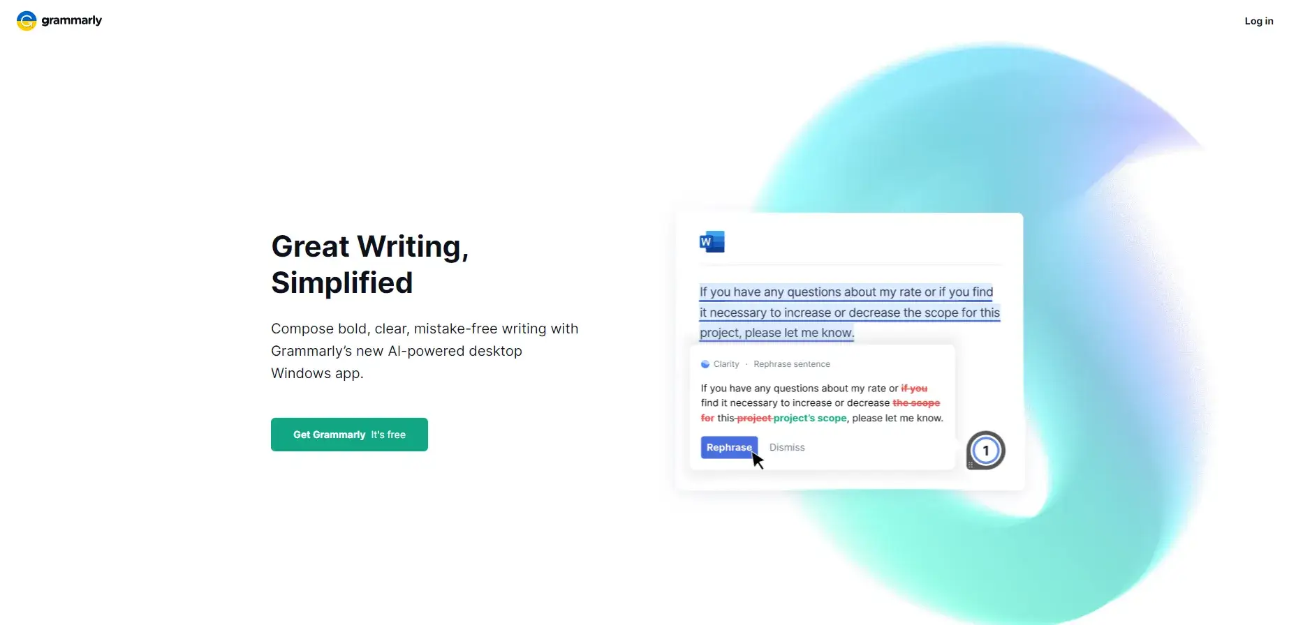 Grammarly writing assistant.