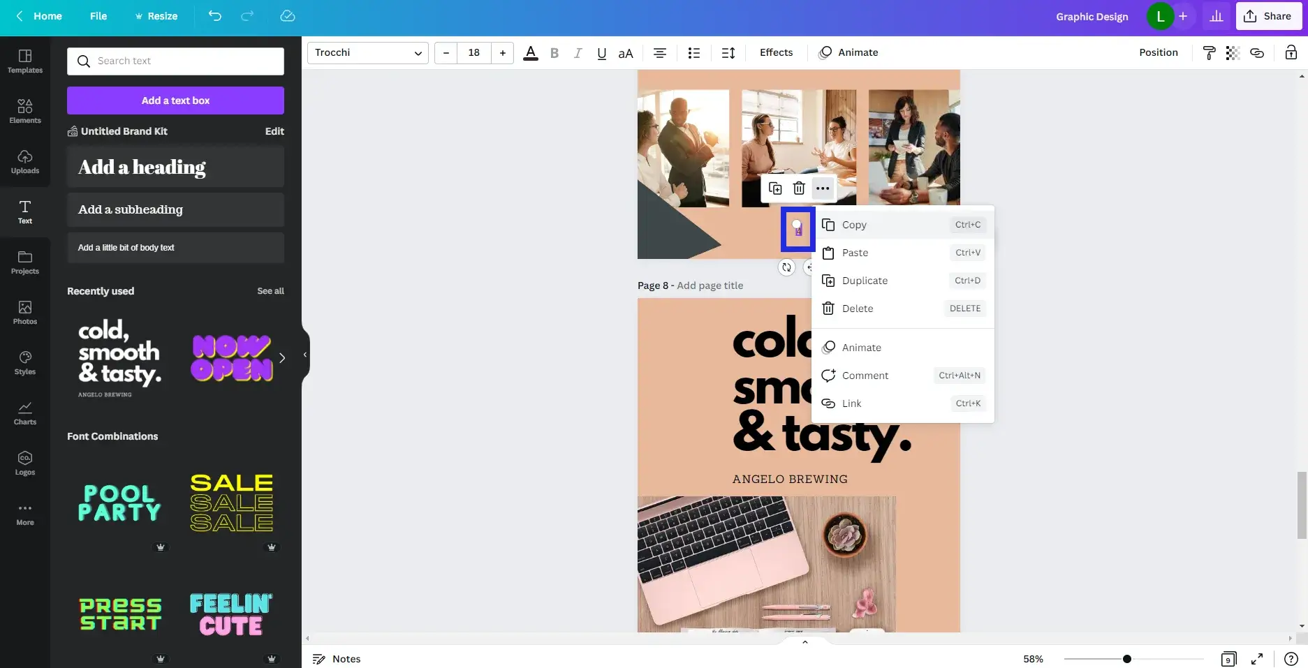 add page numbers in canva
