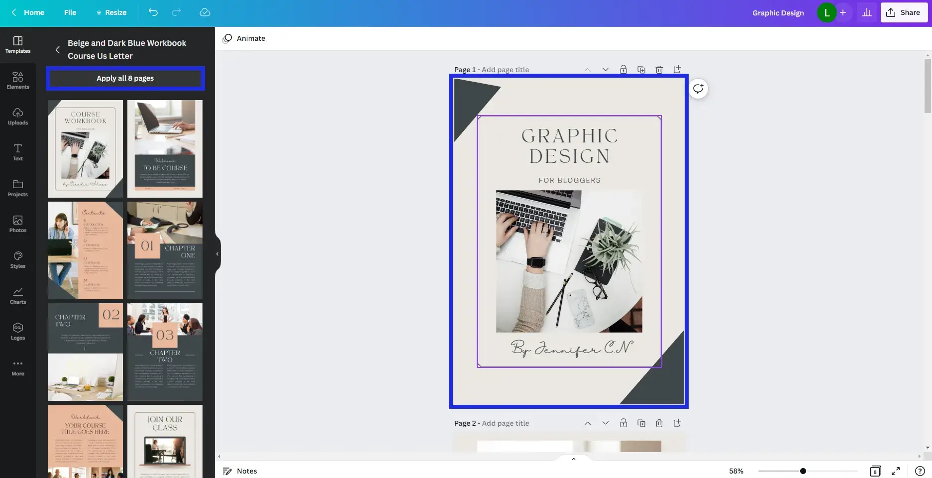 create a cover page for your ebook in canva