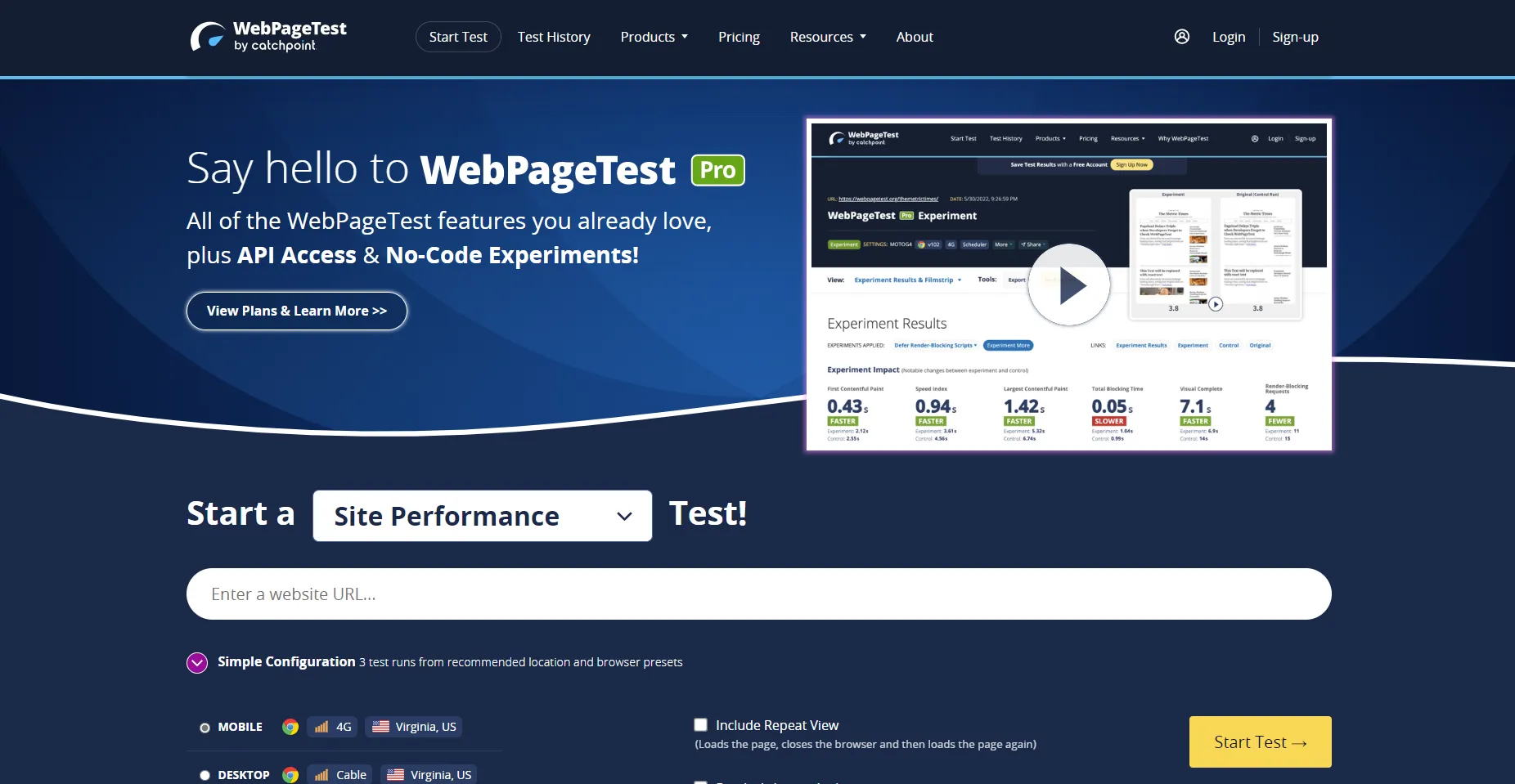 webpage test.org