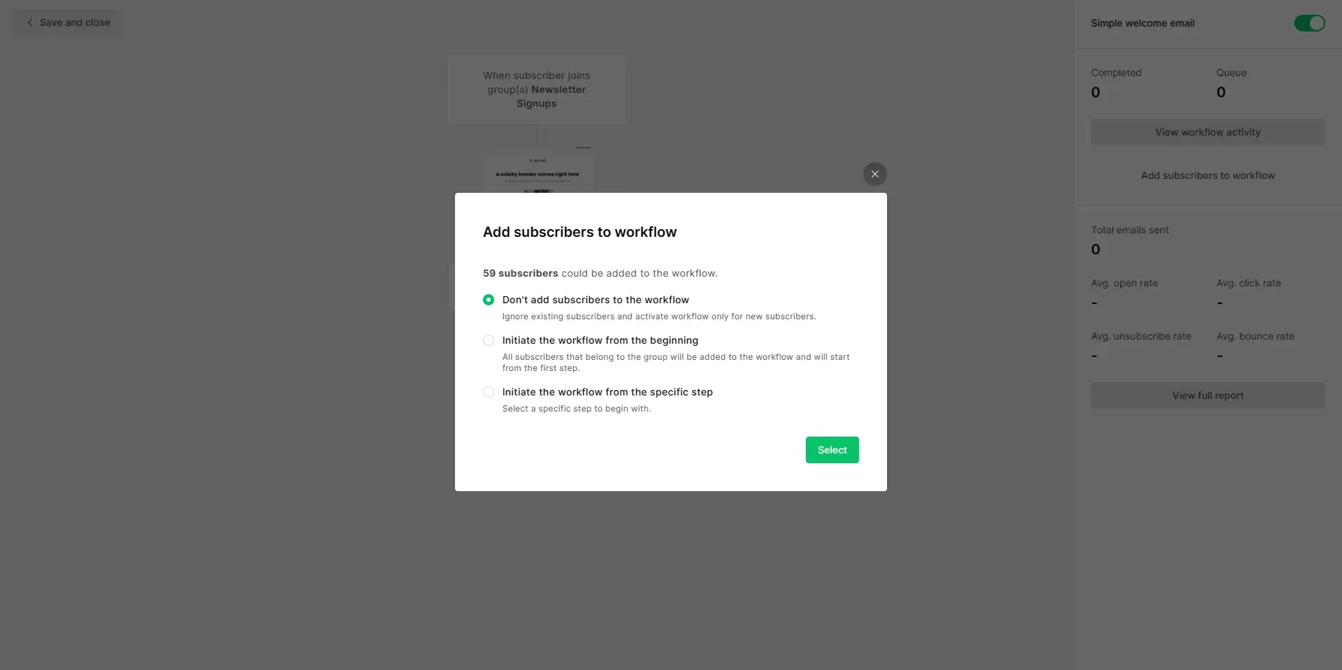 Add subscribers to your automation workflow in mailerlite